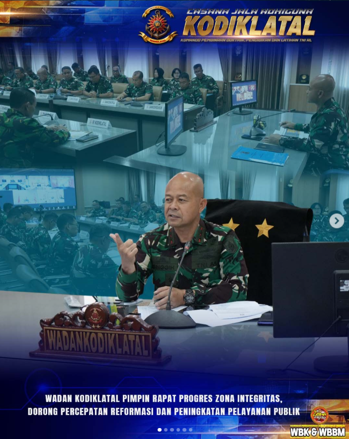 Wadan Kodiklatal Pimpin Rapat Progres Zona Integritas, Dorong Percepatan Reformasi dan Peningkatan Pelayanan Publik