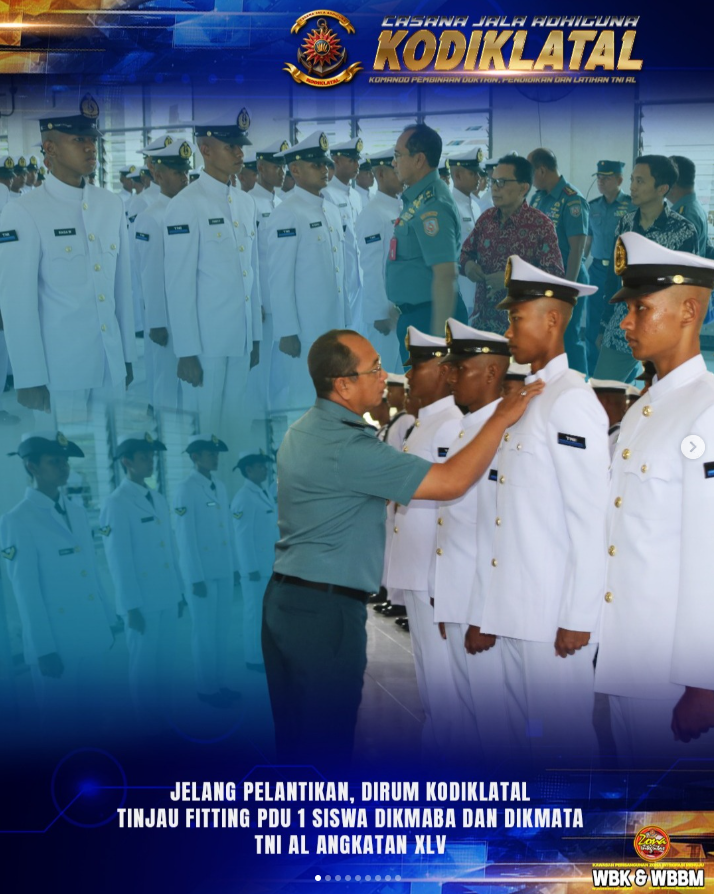 Jelang Pelantikan, Dirum Kodiklatal Tinjau Fitting PDU 1 Siswa Dikmaba dan Dikmata TNI AL Angkatan XLV