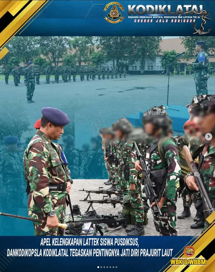 Apel Kelengkapan Lattek Siswa Pusdiksus, Dankodikopsla Kodiklatal Tegaskan Pentingnya Jati Diri Prajurit Laut