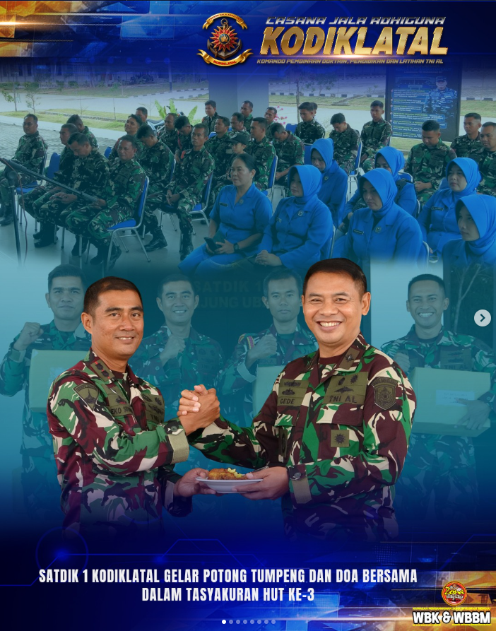 SATDIK 1 KODIKLATAL GELAR POTONG TUMPENG DAN DOA BERSAMA DALAM TASYAKURAN HUT KE-3