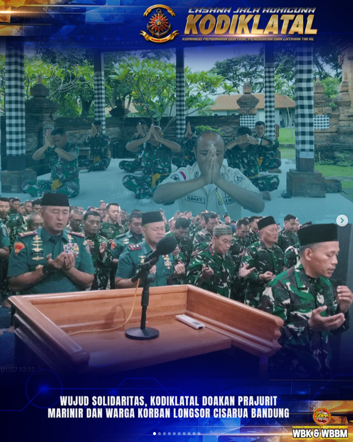 Wujud Solidaritas, Kodiklatal Doakan Prajurit Marinir dan Warga Korban Longsor Cisarua Bandung