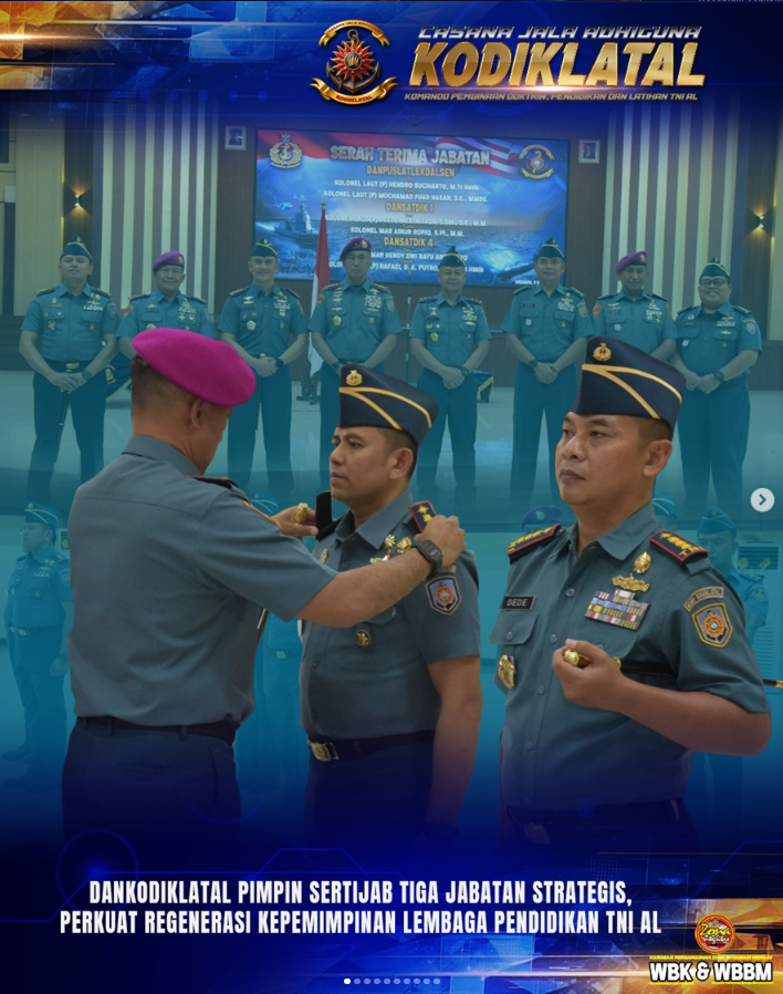 Dankodiklatal Pimpin Sertijab Tiga Jabatan Strategis, Perkuat Regenerasi Kepemimpinan Lembaga Pendidikan TNI AL