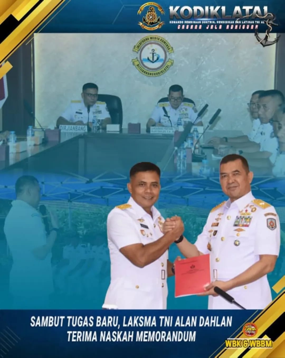 SAMBUT TUGAS BARU, LAKSMA TNI ALAN DAHLAN TERIMA NASKAH MEMORANDUM