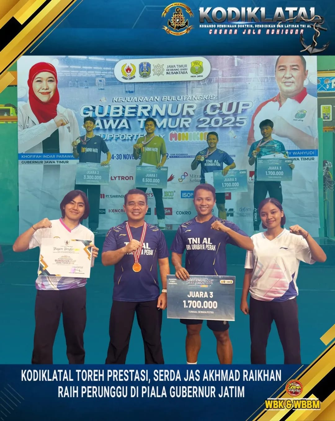 KODIKLATAL TOREH PRESTASI, SERDA JAS AKHMAD RAIKHAN RAIH PERUNGGU DI PIALA GUBERNUR JATIM