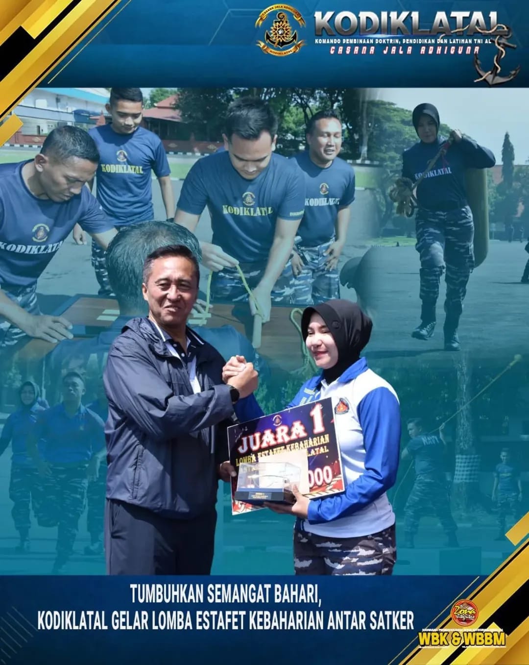 TUMBUHKAN SEMANGAT BAHARI, KODIKLATAL GELAR LOMBA ESTAFET KEBAHARIAN ANTAR SATKER