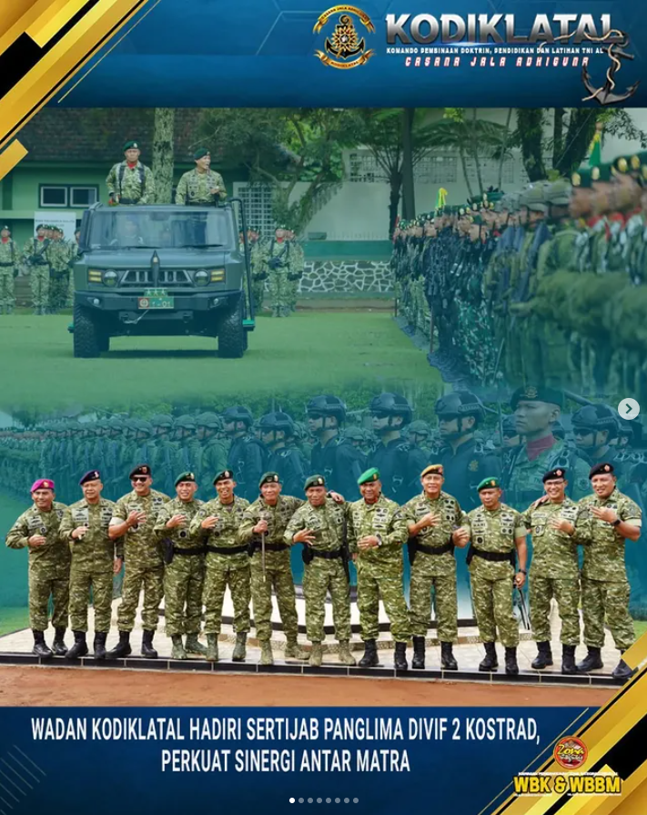 Wadan Kodiklatal Hadiri Sertijab Panglima Divif 2 Kostrad, Perkuat Sinergi Antar Matra