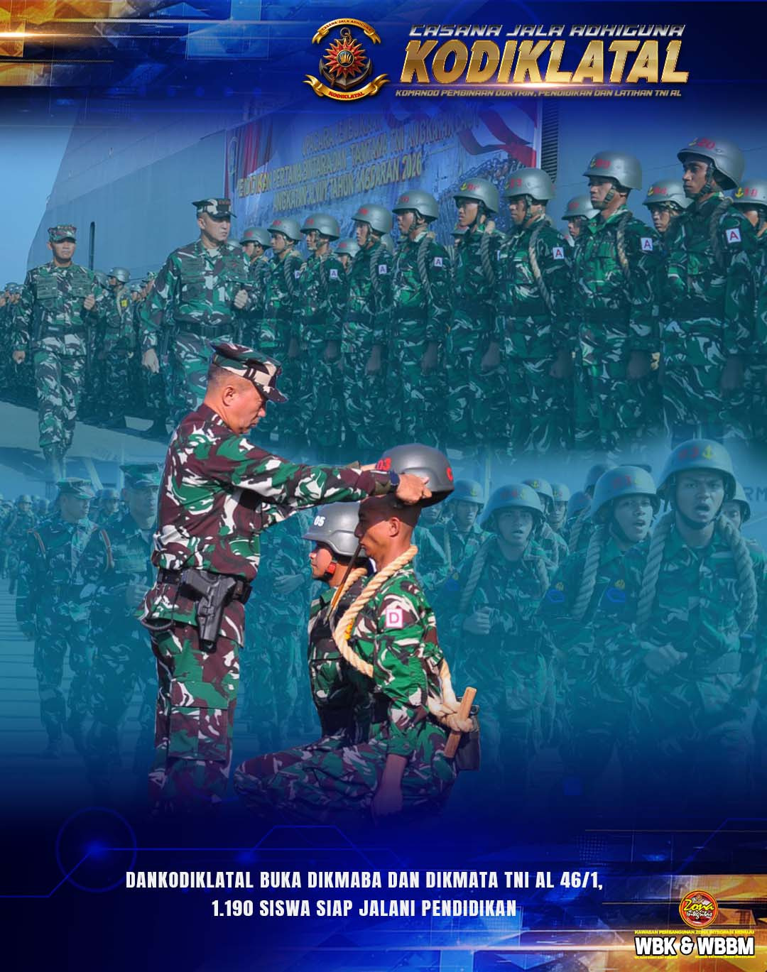 Dankodiklatal Buka Dikmaba dan Dikmata TNI AL 46/1, 1.190 Siswa Siap Jalani Pendidikan