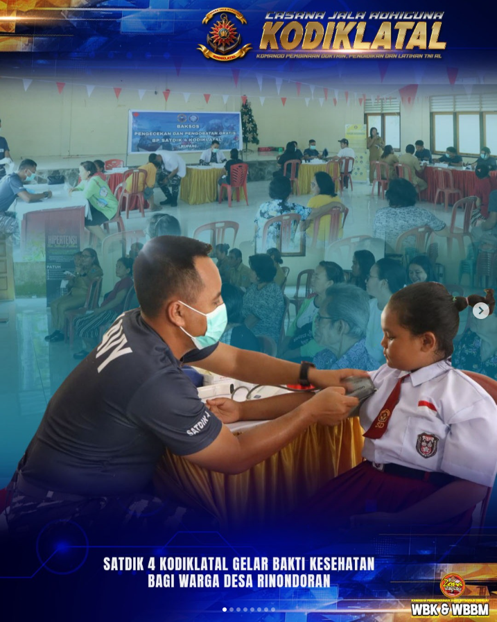 Satdik 4 Kodiklatal Gelar Bakti Kesehatan Bagi Warga Desa Rinondoran