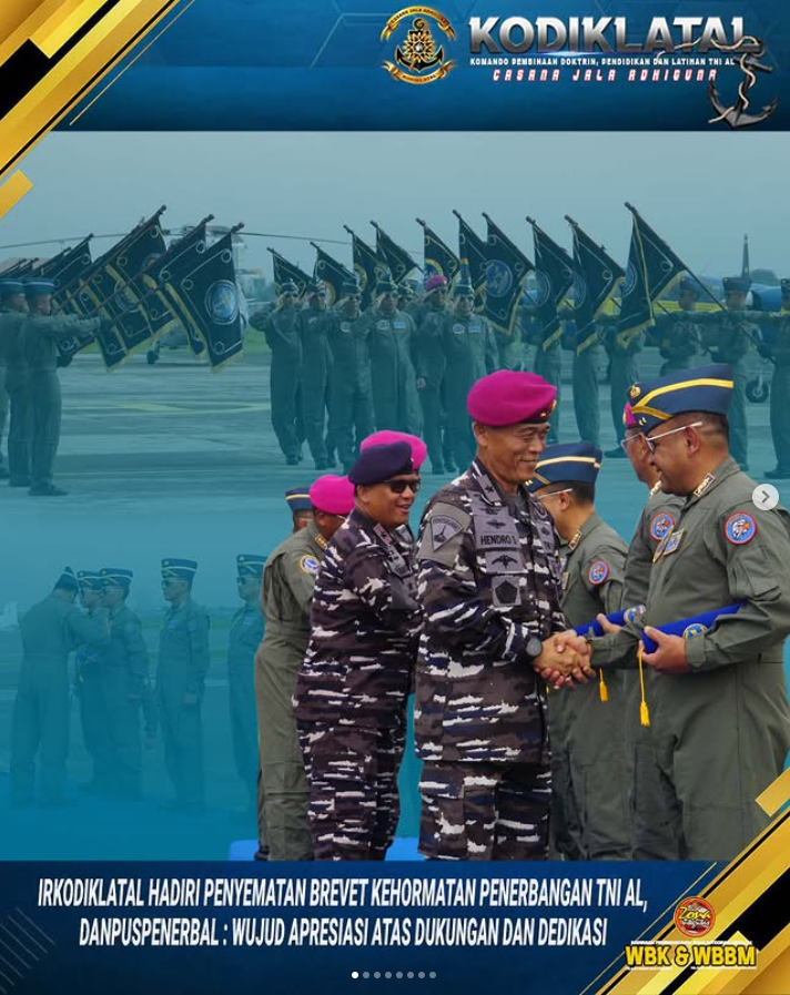 Irkodiklatal Hadiri Penyematan Brevet Kehormatan Penerbangan TNI AL, Danpuspenerbal : Wujud Apresiasi Atas Dukungan dan Dedikasi