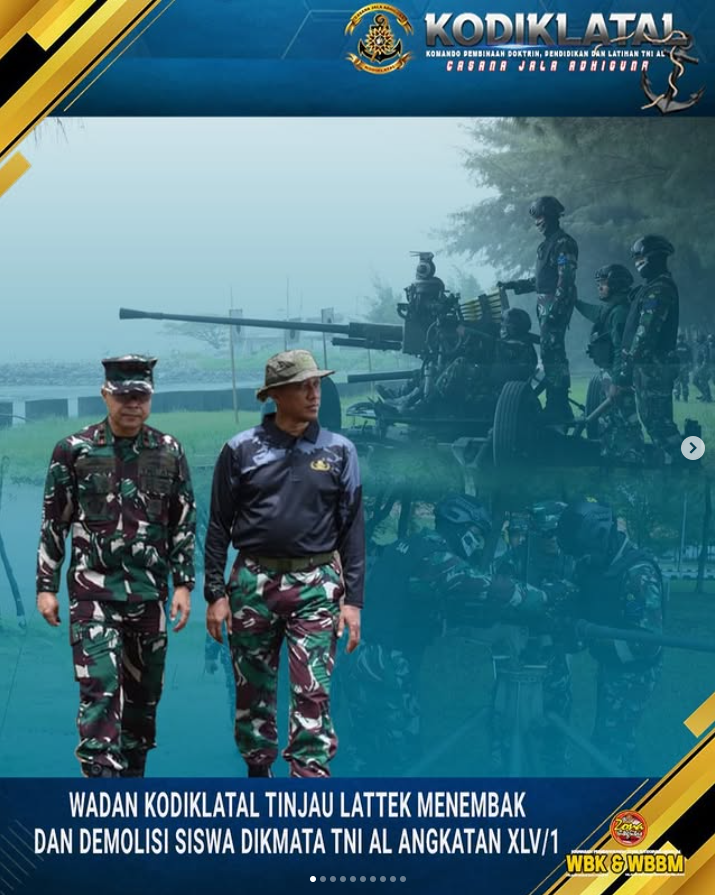 Wadan Kodiklatal Tinjau Lattek Menembak dan Demolisi Siswa Dikmata TNI AL Angkatan XLV/1