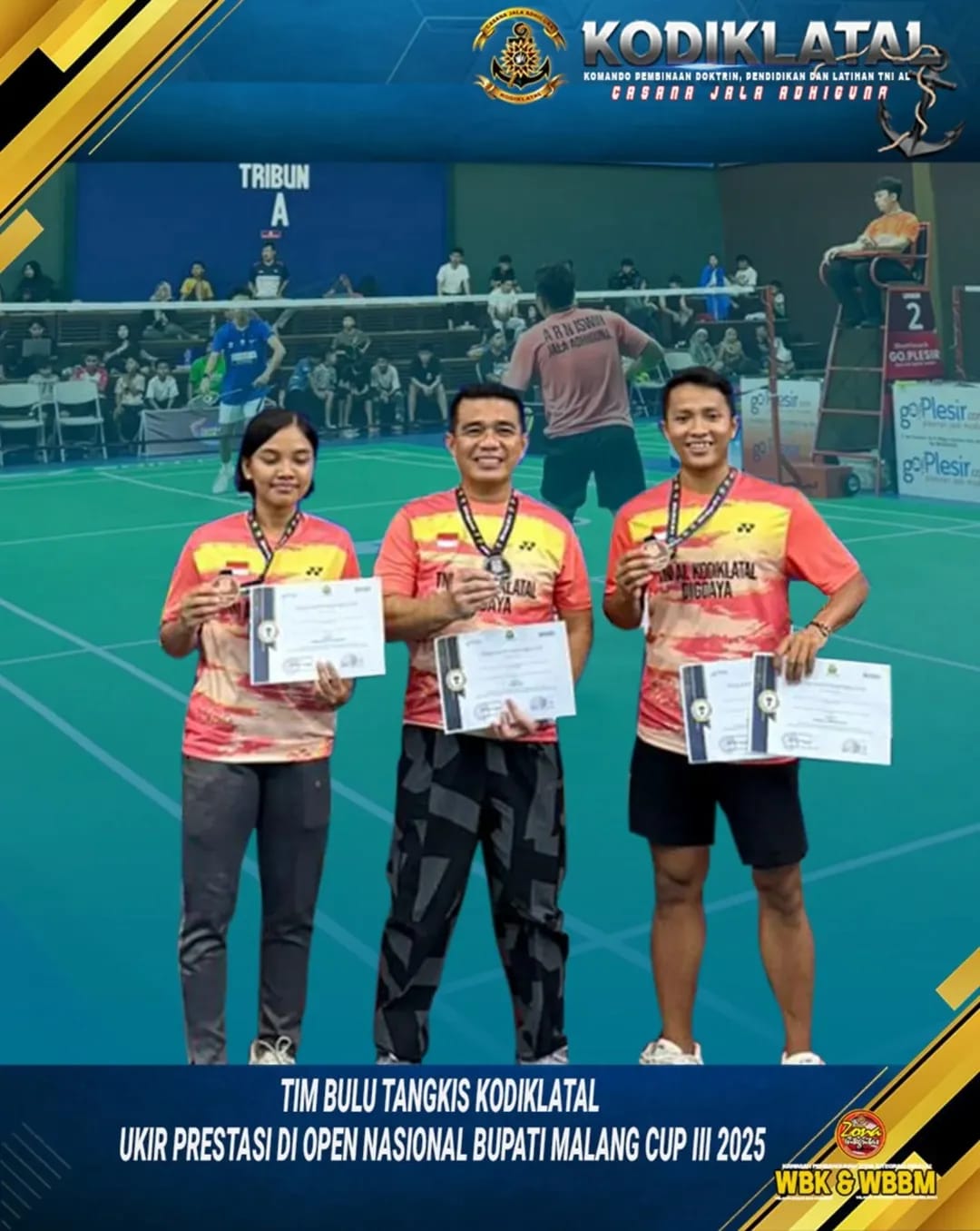 TIM BULU TANGKIS KODIKLATAL UKIR PRESTASI DI OPEN NASIONAL BUPATI MALANG CUP III 2025