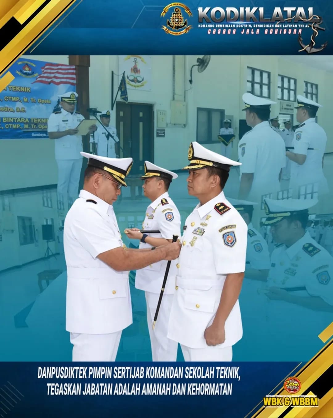 DANPUSDIKTEK PIMPIN SERTIJAB KOMANDAN SEKOLAH TEKNIK, TEGASKAN JABATAN ADALAH AMANAH DAN KEHORMATAN